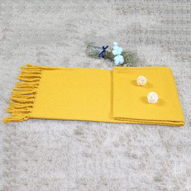 

Simple Yellow solid color knitted leisure blanket sofa Office Nap Shawl Air Conditioning Blankets for Beds Blanket