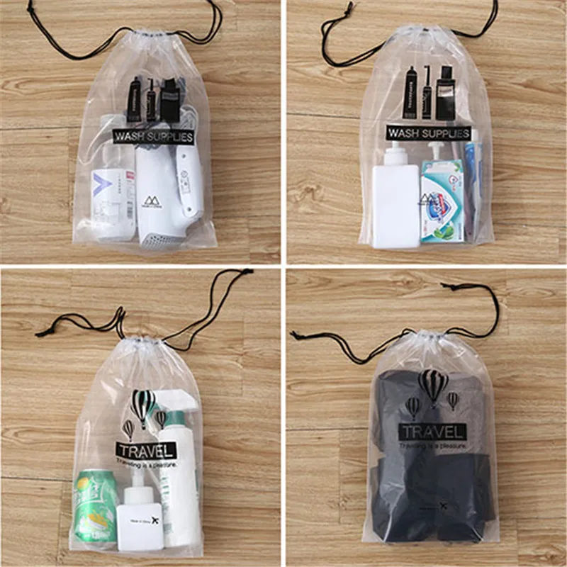 

Women Drawstring Make Up Bag Transparent Cosmetic Bag Travel Makeup CaseBath Organizer Toiletry Wash Beauty Kit Storage Pouch