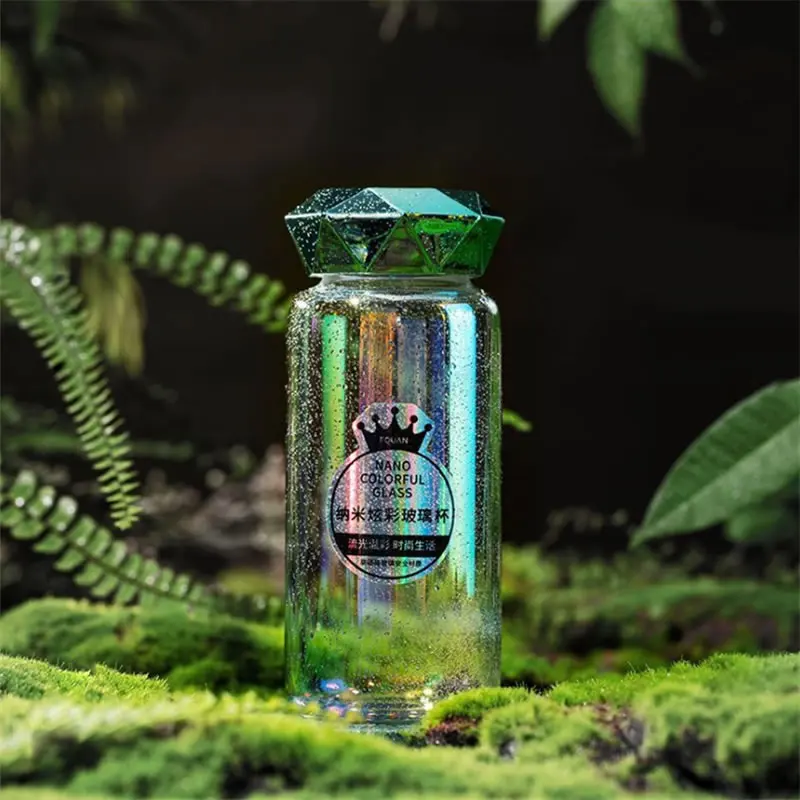 Upspirit 370 мл стеклянная Алмазная бутылка для воды, чайник, стакан, чашка, портативный, для спорта на открытом воздухе, путешествия, шейкер для протеина, посуда для напитков - Цвет: Green
