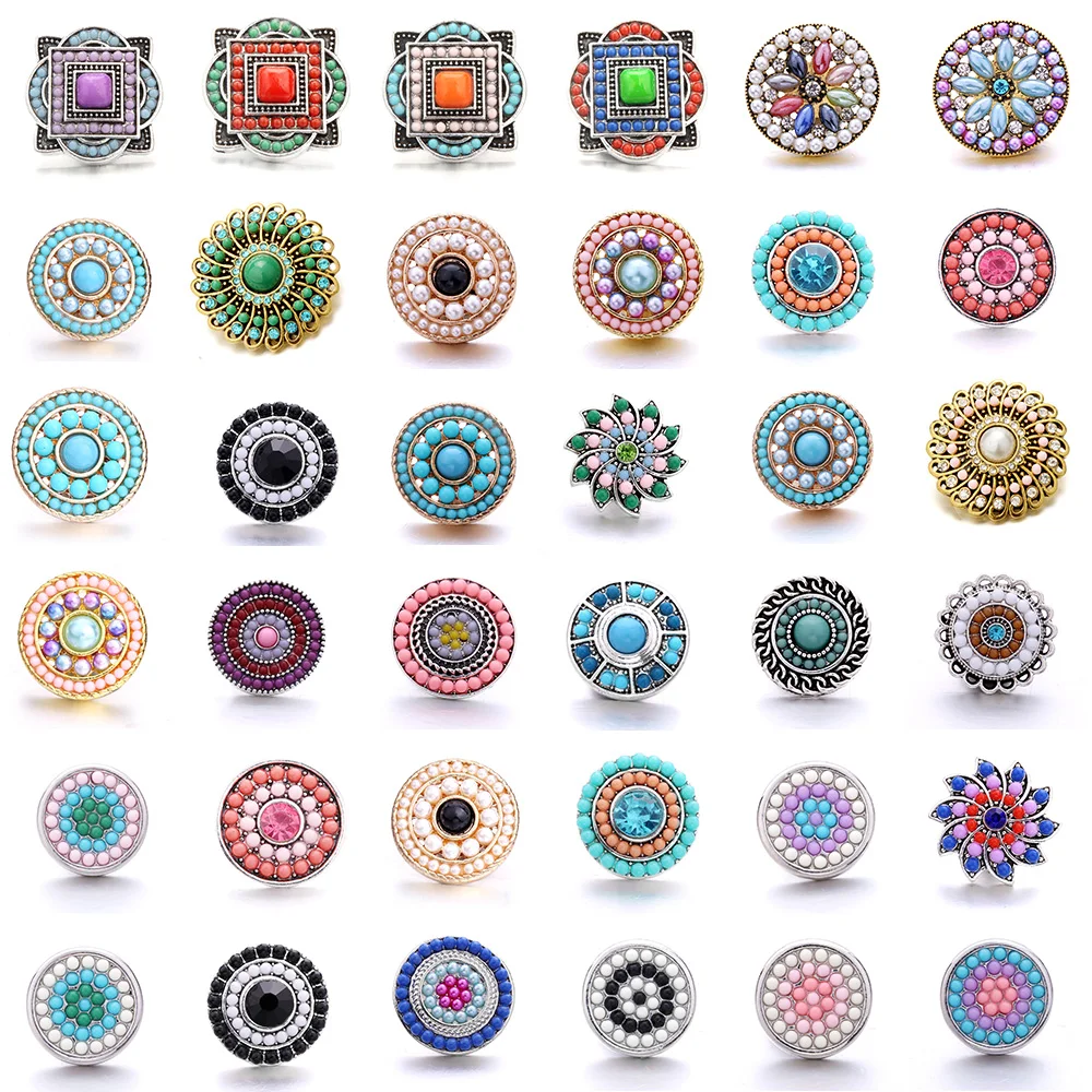 5 Pezzi Misti Perline Di Riso All'Ingrosso Snap In Metallo 18Mm Snap Gioielli Fiore Fascino Moda Donna Snap Collana Braccialetto Accessori Fai Da Te