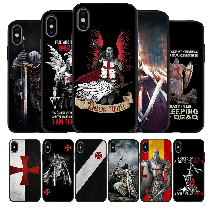 Knight Templar Black Tpu Silicone Soft Phone Case For Iphone 11 12 Pro X Xr Xs Max 5 6 7 8 Plus Se Phone Case Covers Aliexpress