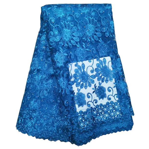 light blue Лучшие продажи королевский синий Африканский кружевной ткани с бисером высокого качества французский нигерийский тюль кружевной ткани для свадьбы - Цвет: light blue