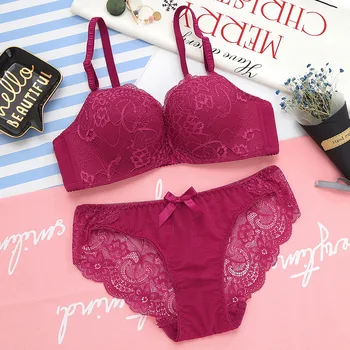 

Elovegirl Sexy Underwear Lace Bra Set New Product Comfortable Ladies Front Buckle Gather Soft Embroidered Underwear