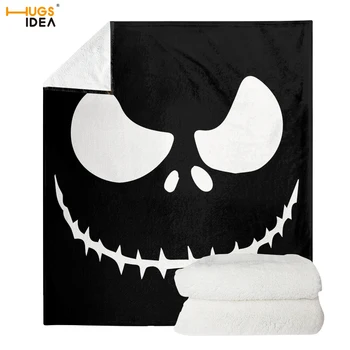 

HUGSIDEA The Nightmare Before Christmas Cartoon Face Flannel Fleece Throw Blanket Super Soft Sherpa Fleece Couch/Bed Blanket