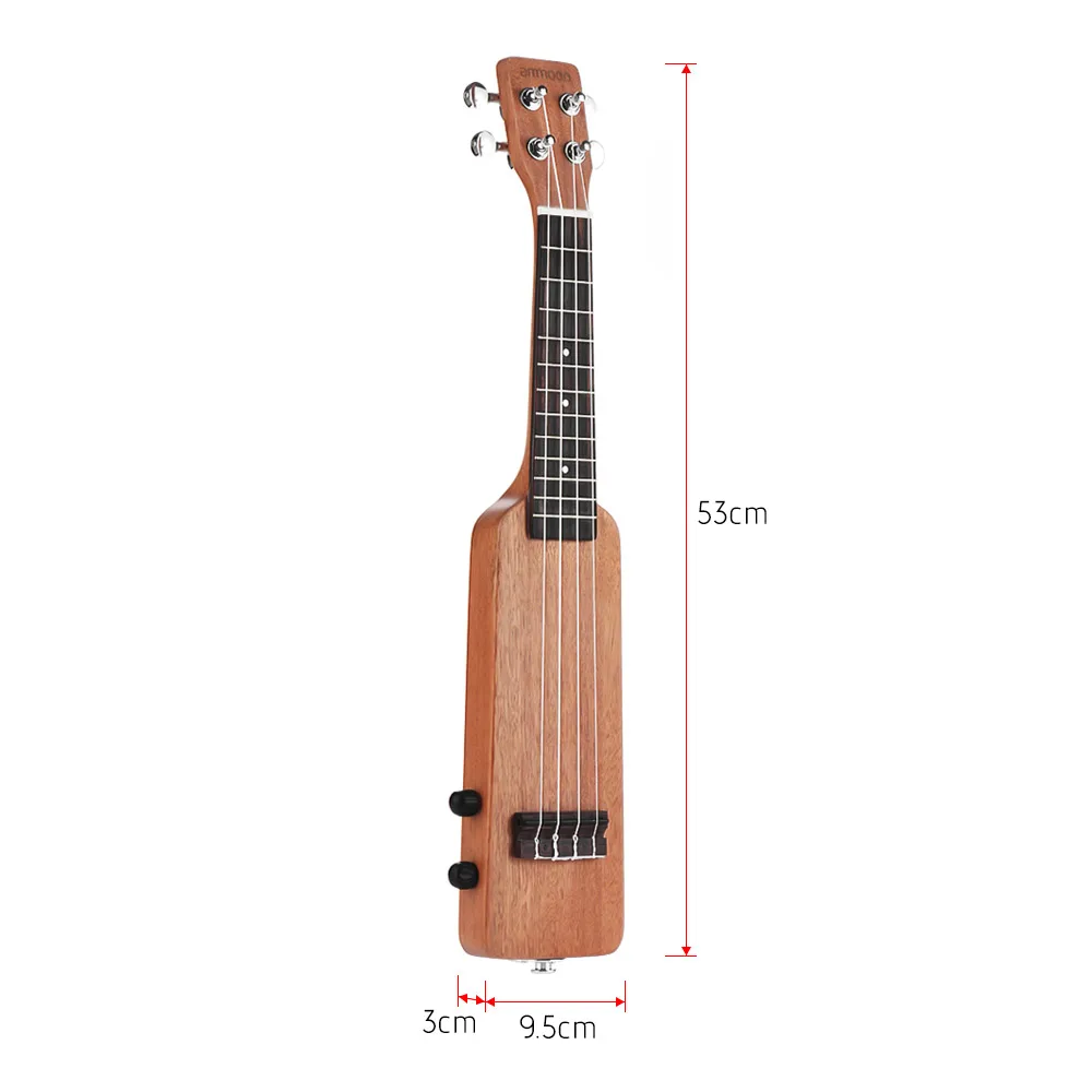 ammoon Creative 21" Solid Wood Okoume Electric Ukulele Uke with 3.5mm& 6.35mm Outputs Including Carrying Bag 4pcs Extra Strings