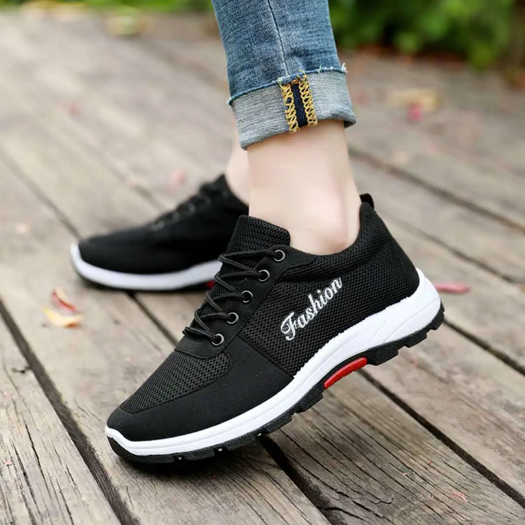 

2018 Summer And Autumn New Style Mesh Breathable Casual Sports Shoes Anti-slip Lace-up WOMEN'S Shoes Elderly People Sneakers