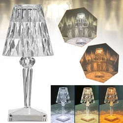 Lampe LED en cristal acrylique avec chargeur USB, 3 niveaux de luminosité, luminaire décoratif d'intérieur 