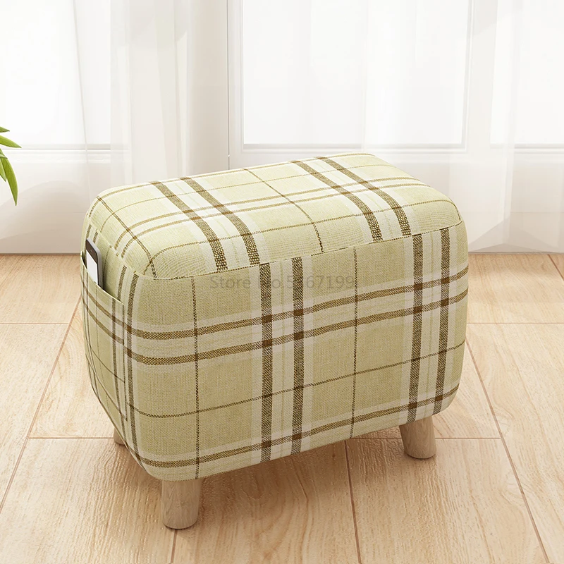 Small Stool Household Creative Small Stool Stool Stool Solid Wood Sofa Shoes Stool Door Footstool Cute Little Chair - Color: Light Green