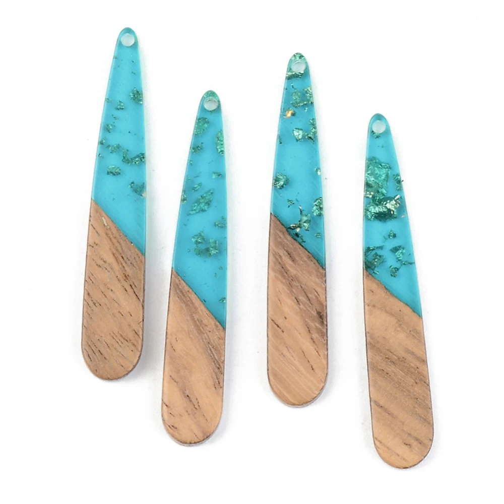 

50Pcs Mixed Transparent Resin Wood Geometric Charms with Gold Foil for Jewelry Making Earrings Bracelets Necklace Connectors DIY