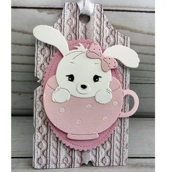 

Cup Rabbit Cutting Embossing Die Hand-made Birthday Card Embellishment Paper Piecing Die Cut Ladies Greeting Cards