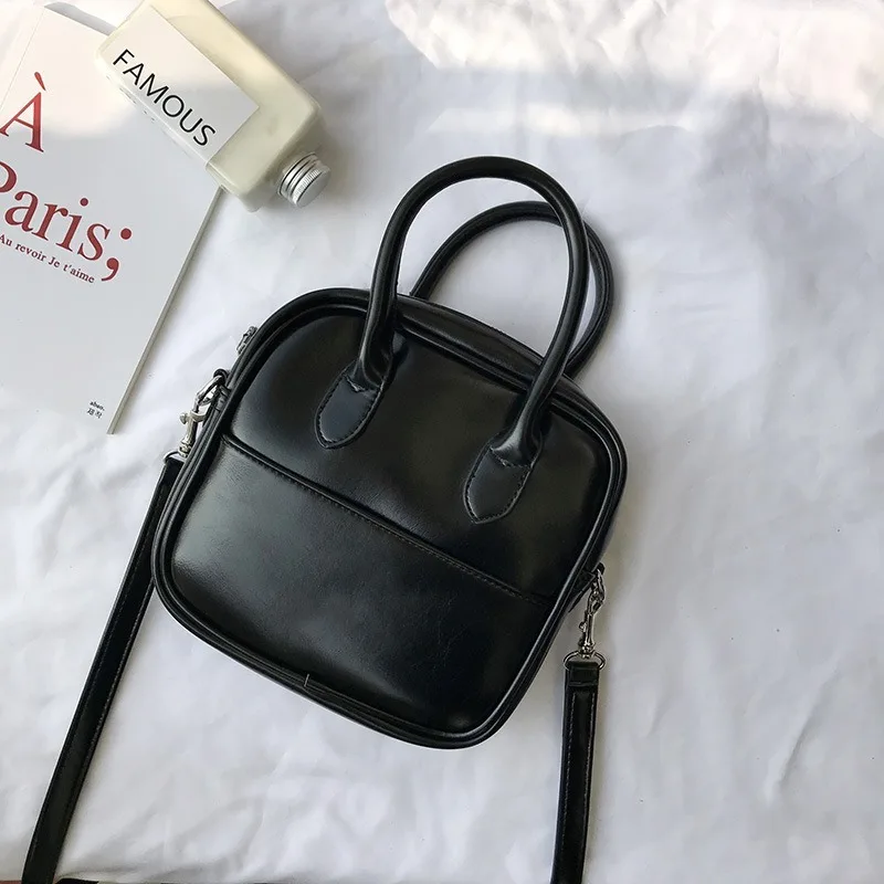 

2019 Temperament Solid Color Simple Retro Portable Small Square Bag One Shoulder Slant Bag Woman