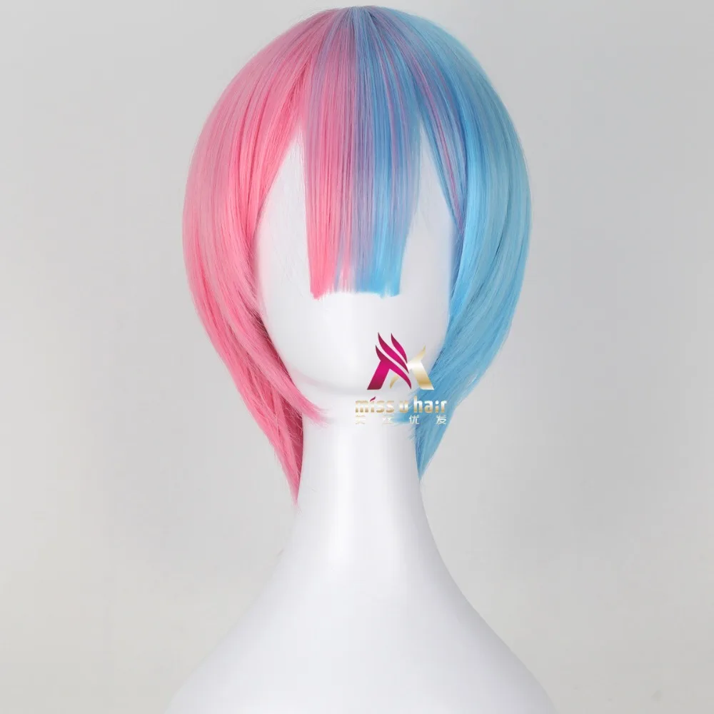 Rem Ram парик косплей костюм Re: жизнь в другом мире от Zero Хэллоуин Короткие розовые синие синтетические волосы женские парики+ парик колпачок