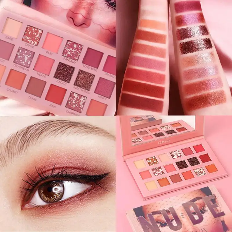 18 Color Nude Earth Color Eyeshadow Pearlescent Makeup Glitter Pigment Smoky Eye Shadow Pallete Waterproof Cosmetics TSLM1