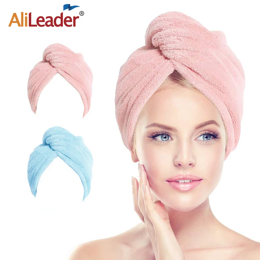 Alileader Wholesale Microfibre After Shower Hair Drying Wrap Womens Girls Lady'S Towel 5Colors Super Absorbent Hat |