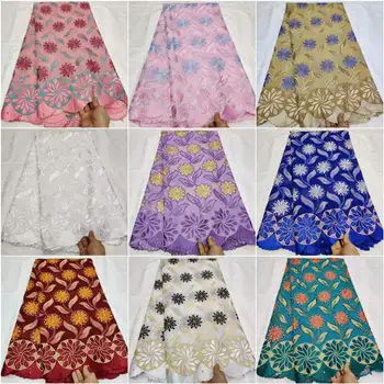 

Latest African Cotton Lace Fabric 2019 High Quality French Pure Cotton Embroidered Swiss Voile Lace Fabric 5 Yards! TLF9162