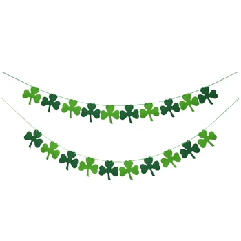

2PCS Felt Shamrock Clover Garland Banner St. Patricks Day Banner Decor - St. Patrick 's Day Garland Decorations - Irish Party Su