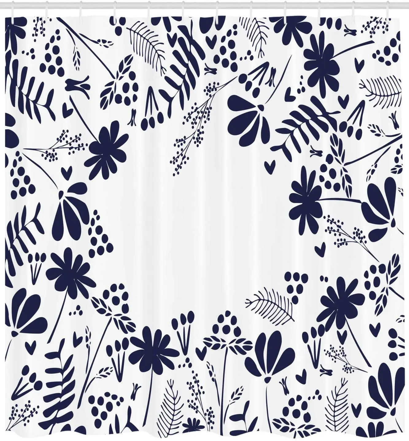 Тёмно-Морская занавеска для душа ботаническая красота цветок ветки листья кусты