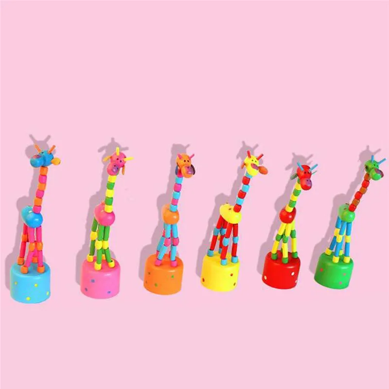 Giraffe wooden spring toy Kids Intelligence Toy Dancing Stand Rocking Wooden Toy juguetes #3N20 (5)