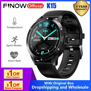 

2020 Finow K15 SmartWatch Men New Rolling menu relojes inteligentes Temperature smarth watch Changable Strap For Android IOS