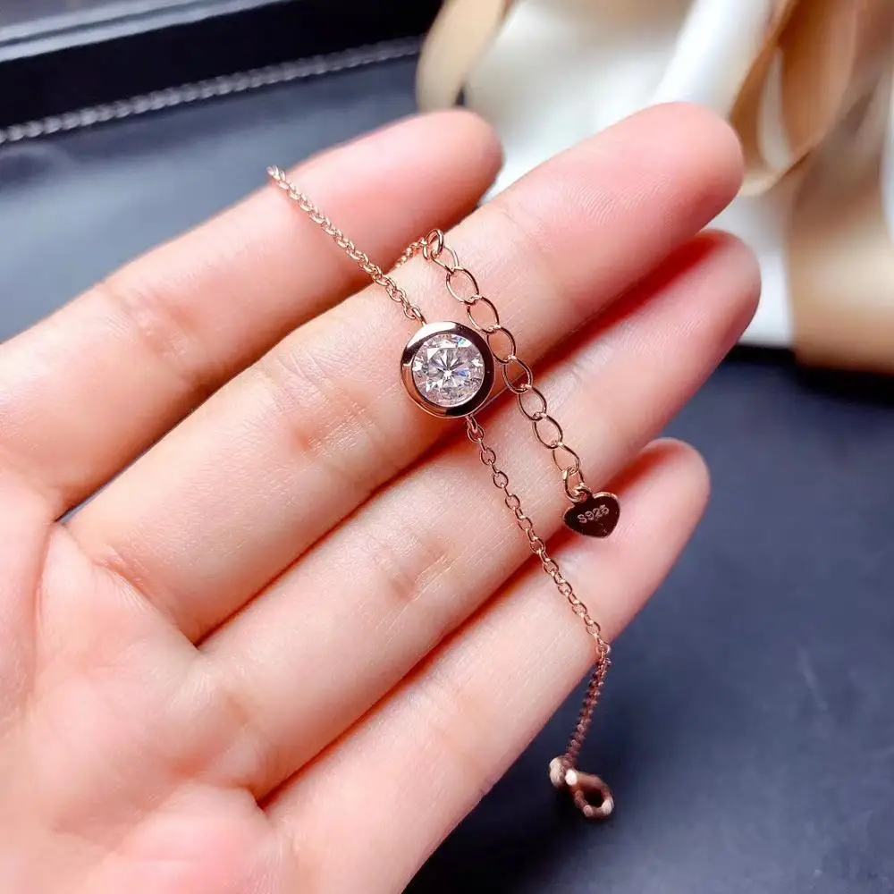 Женский браслет moissanite 1 карат блестящий с круглым камнем лучше чем бриллиант