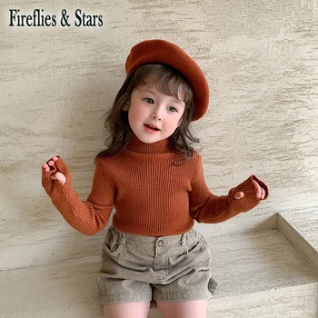 

Spring Autumn Girls Sweater Baby Knitwear Kids Knitted Tops Children Clothes New Fashion Long Sleeve Solid Turtleneck 1 To 7 Yrs