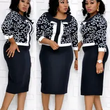 HGTE Female African Mom Pack Business Office Dress Fake two-piece suit suit dress large size 3XL-6XL