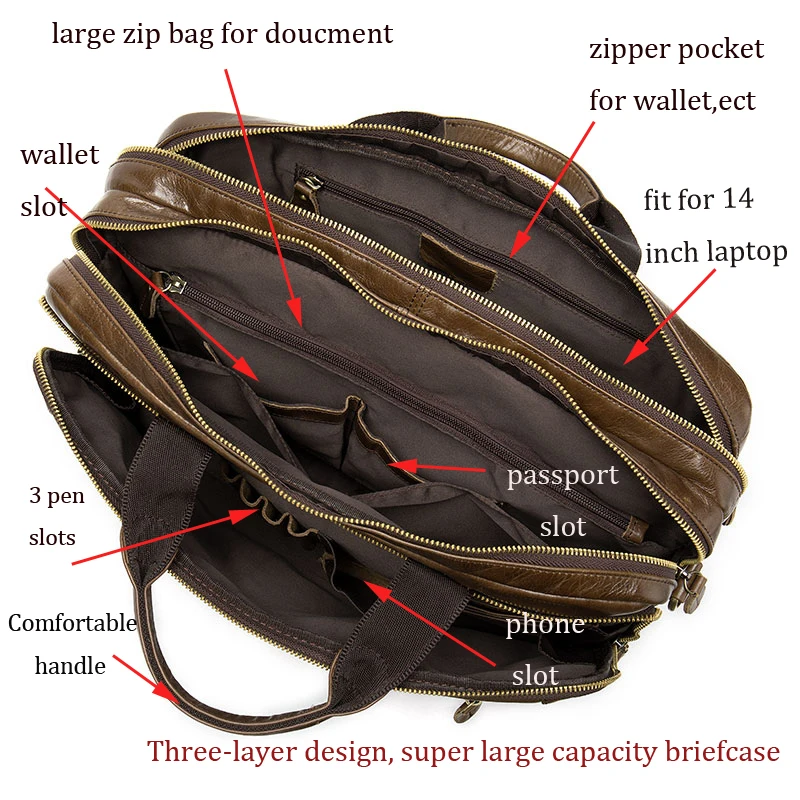  WESTAL Messenger Bag Men Genuine leather shoulder bags man Business male briefcases bag for laptop 