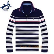 Прямая поставка Мужская рубашка поло длинный рукав полосатый пуловер мужская длинная футболка homme бренд Tace& Shark Мужские рубашки поло