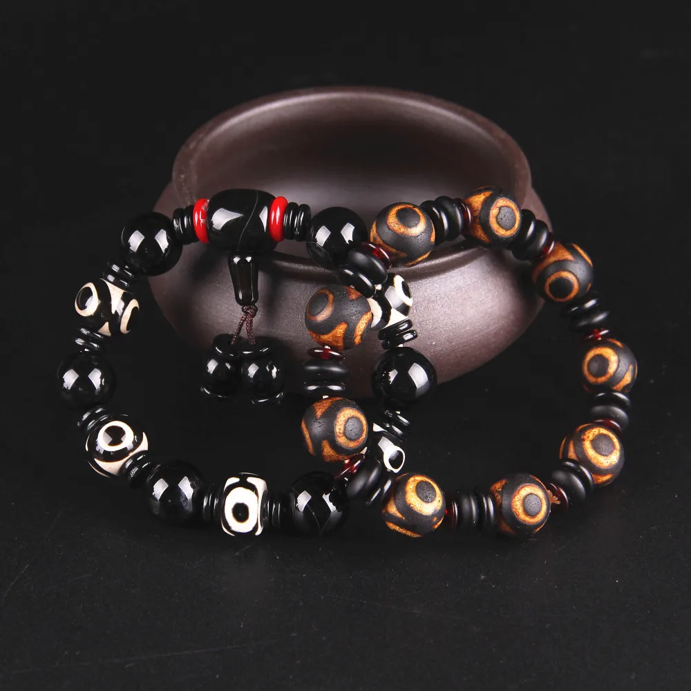 

Bracelet Dzi Bead Bracelet Tibetan Old Dzi Bead Natural Bracelet Black White