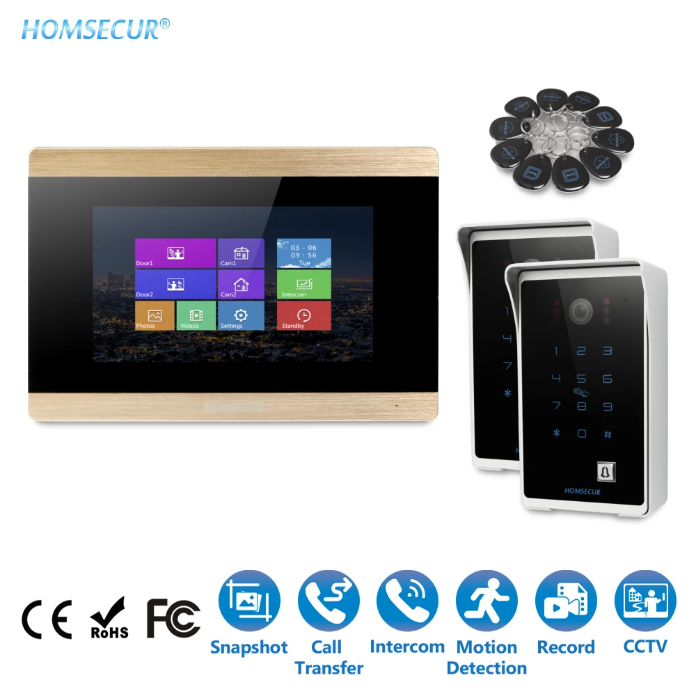 HOMSECUR 7\ Video Door Entry Phone Call System+Intra-monitor Audio Intercom BC081+BM715-G HOMSECUR 7\ Video Door Entry Phone Call System+Intra-monitor Audio Intercom BC081+BM715-G