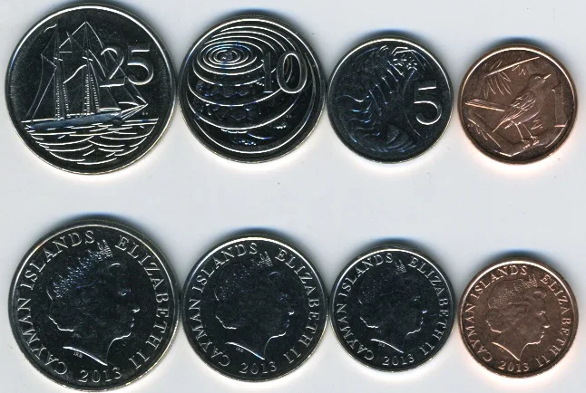 Набор из 4 монет Каймановы острова 100% оригинальные коллекционные монеты UNC | Дом и