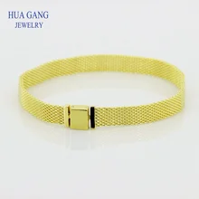 925 пробы, серебряный, золотой браслет, рефлексионы, сетчатый Браслет, Подходит для Пандора, рефлексион и защитные цепи, подвески для женщин, ювелирные изделия DIY