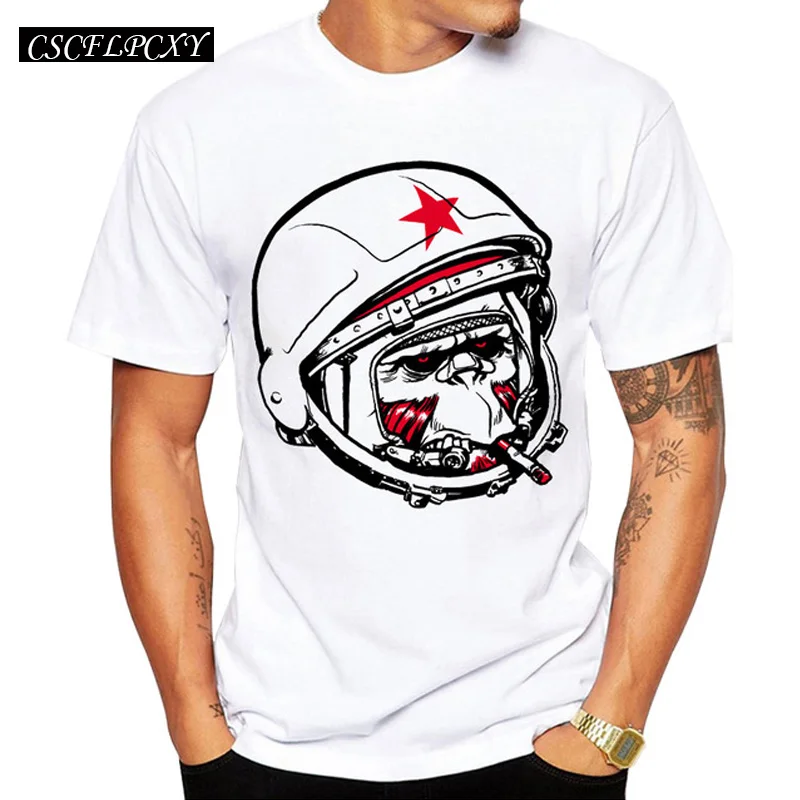 Мужская футболка с принтом космонавта Повседневная коротким рукавом