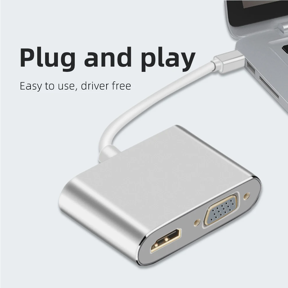 Адаптер Unnlink Mini DP DisplayPort HDMI VGA конвертер Thunderbolt 2 4K для ноутбука MB Air 13 Surface Pro|Кабели
