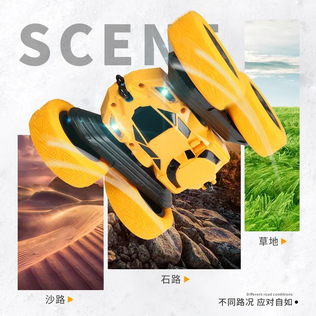 6 inch RC Car 2.4G 4CH Double-sided bounce Drift Stunt Rock Roll Car 360 Degree Flip Remote Control Cars Toys For kids 5