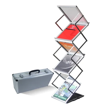 

Aluminum alloy folding shelf catalogue shelf propaganda magazine shelf floor exhibition shelf newspaper shelf