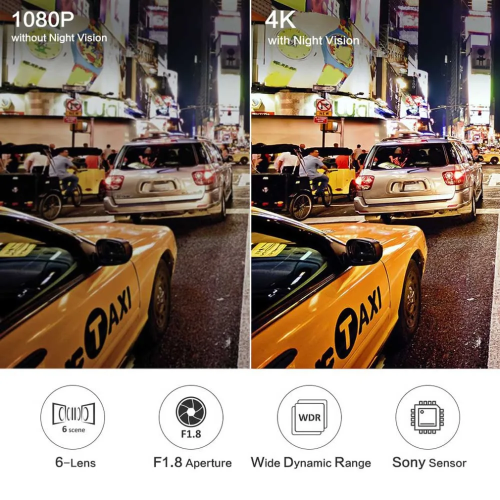AZDOME Wifi Встроенный Gps двойной объектив Fhd 1080P Передняя Vga камера заднего вида Автомобильный видеорегистратор 4K видеорегистратор WDR с функцией ночного видения