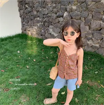 

2020 New Wholesale Girls Printed Vest Fashion Summer Girls Blouse 3-8t QA951