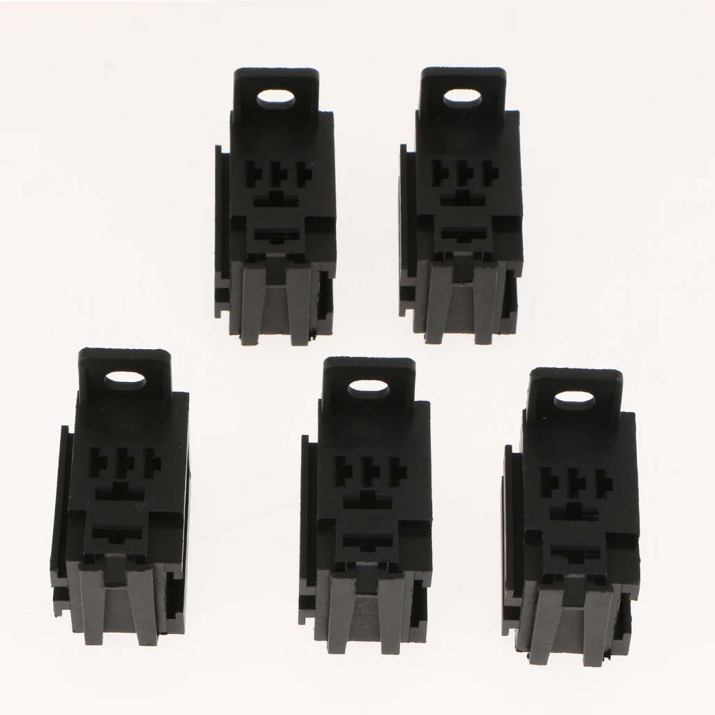 Set Of 5 Automotive Relay Socket Connector & Terminals 40Amp 12V