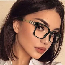 

Luxury brand stripe square optical glasses frame women men 2021 fashion Computer Glasses lunette de soleil femme