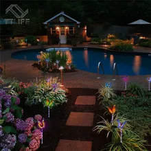 Солнечные бабочки огни 7 цветов цикл светодиодный волоконно-оптический бабочка огни газон сад пейзаж огни декоративные цветочные огни