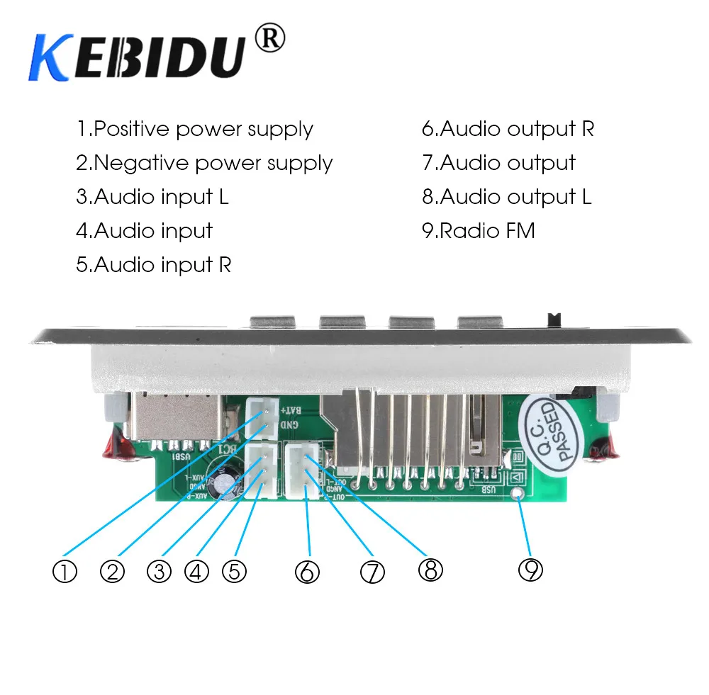 Kebidu 5 12 V Bluetooth 5,0 MP3 декодер плата модуль беспроводной MP3-плеер светодиодный аксессуары для автомобиля Поддержка TF слот для карты USB FM+ пульт дистанционного управления