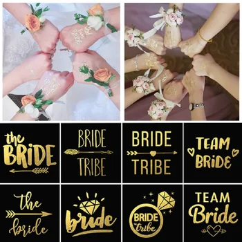 

12pcs Bachelorette Party Team Bride Bridesmaid Tribe Squad Temporary Tattoo Hen Night Sticker Bride To Be Wedding Supplier