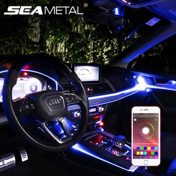 

RGB LED Strip Ambient Light El Wire Strip Light RGB Colorful APP Control Car Interior Atmosphere Light Lamp DIY Fiber Optic Band