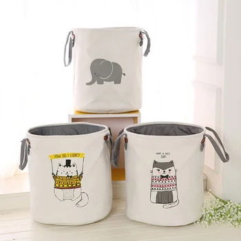 

Household Storage Basket Foldable Cute Cartoon Animal Household Round Toy Laundry Baby Clothes Multifunctional Storage Tool