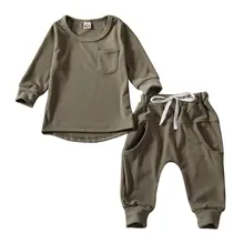 Ensemble Pyjama 2 pièces pour bébés garçons et filles, haut à manches longues, bas et pantalon, tenue d'automne, livraison directe