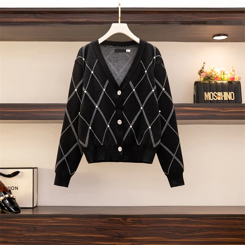 Patchwork Single Breasted V-Neck Knitted Coat Women Christmas Black Cardigan Sweater Knitted Loose Oversized Jumper Jacket Coat