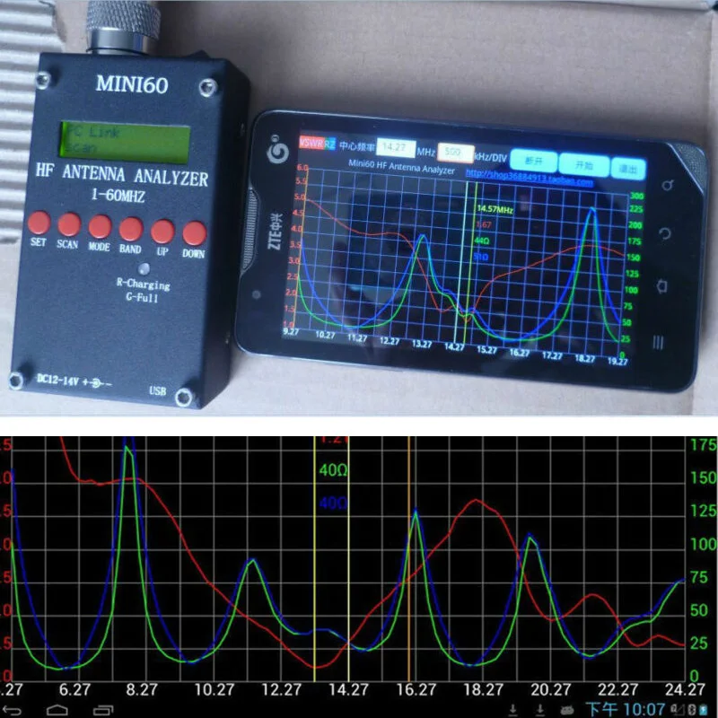HF ANT КСВ Антенный Анализатор метр DC 12-14V 500mA для Bluetooth Android APP Win7