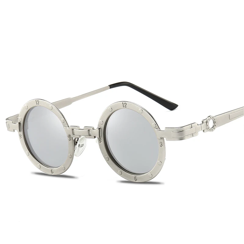 HBK ретро круглые стимпанк Солнцезащитные очки для мужчин Готический Винтаж стиль цифры металлическая оправа женские солнцезащитные очки высокое качество UV400