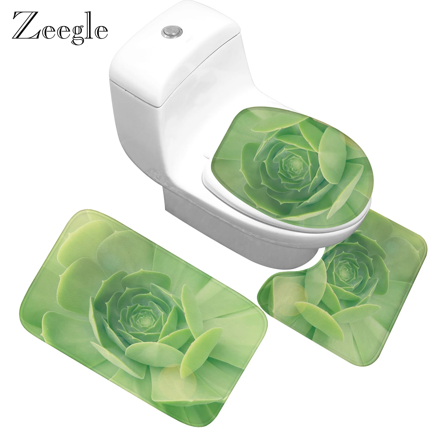 Zeegle 3Pcs/set Bathroom Rug Set Flannel Bathroom Mat Washable Shower Carpet Non-slip Kitchen Bath Mat Carpet